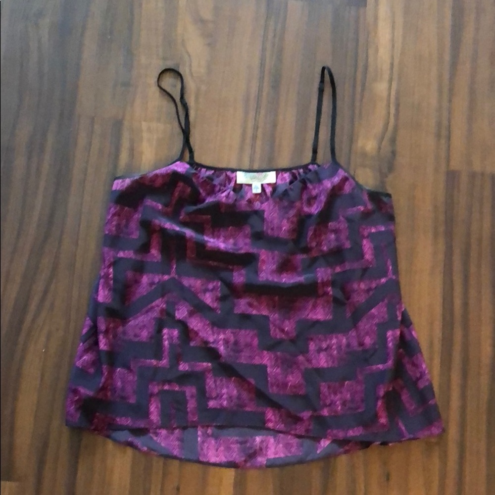UO Ecote Pink & Black Silk Pattern Tank